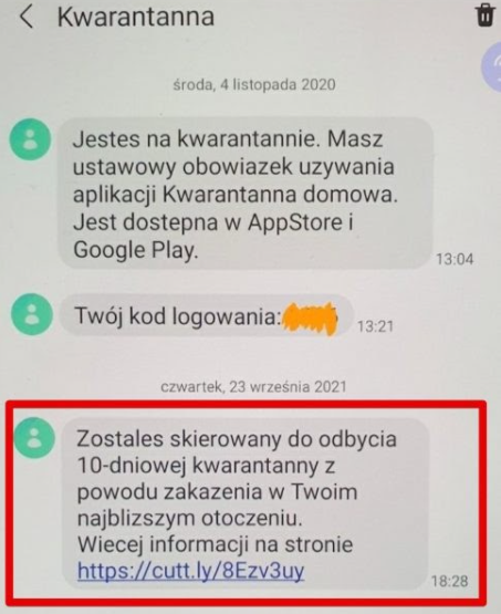 UWAGA: masowa wysyłka SMS o skierowaniu na… kwarantannę!